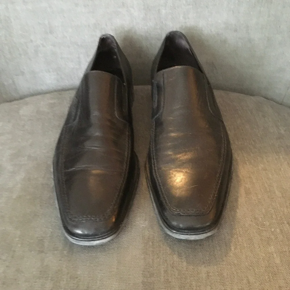 Bruno Magli Raging Black Leather Slip‎ On Square Toe Loafers Size 15